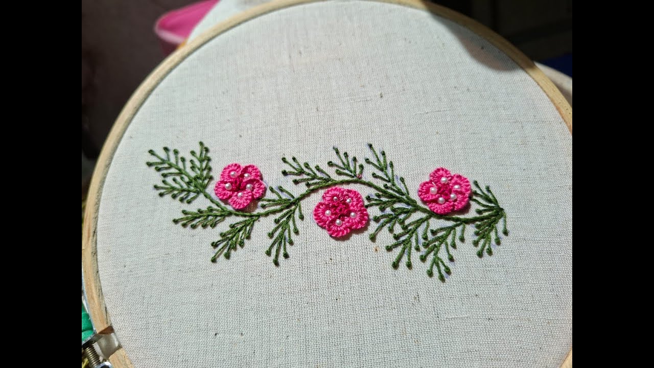 Flower Embroidery border/ Hand Embroidery / Beautiful Embroidery design