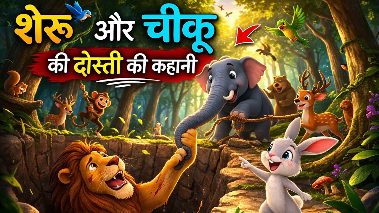शेरू और चीकू की सच्ची दोस्ती | छोटे दोस्त की बड़ी बहादुरी#cartoon   #moralstories #3danimation 