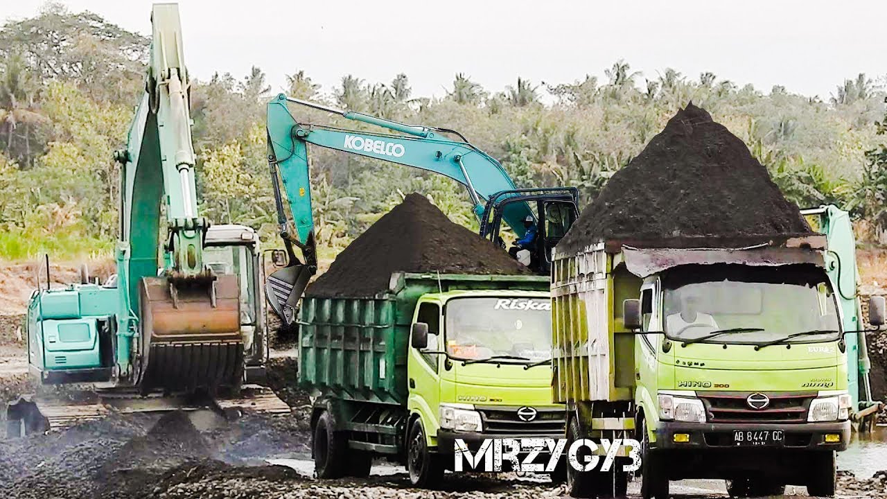 Cool!! ALL Overloaded Dump Trucks By Kobelco SK200-10 Excavator