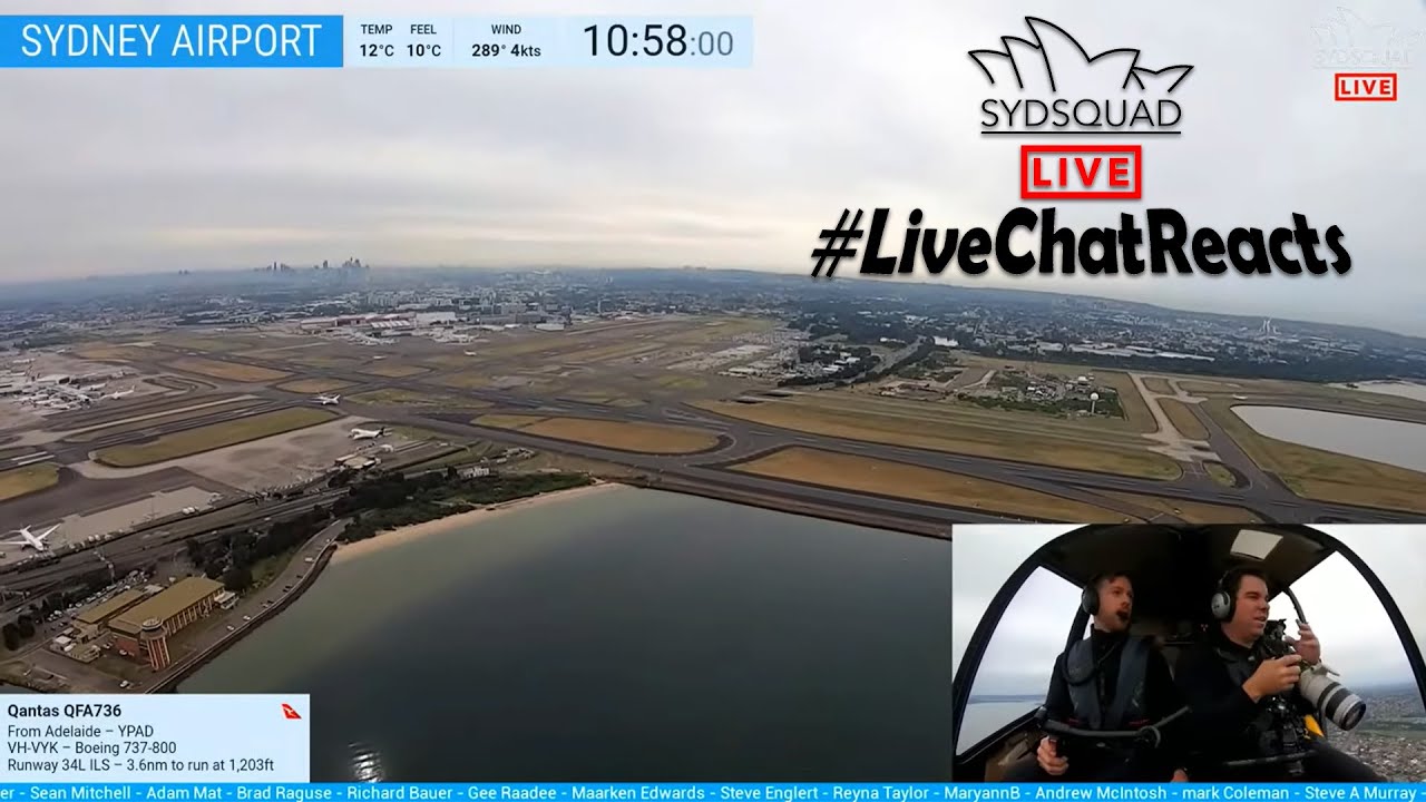 #LiveChatReact - WORLD FIRST Live Air2Air Plane Spotting Session! SydSquad Live Stream Highlights
