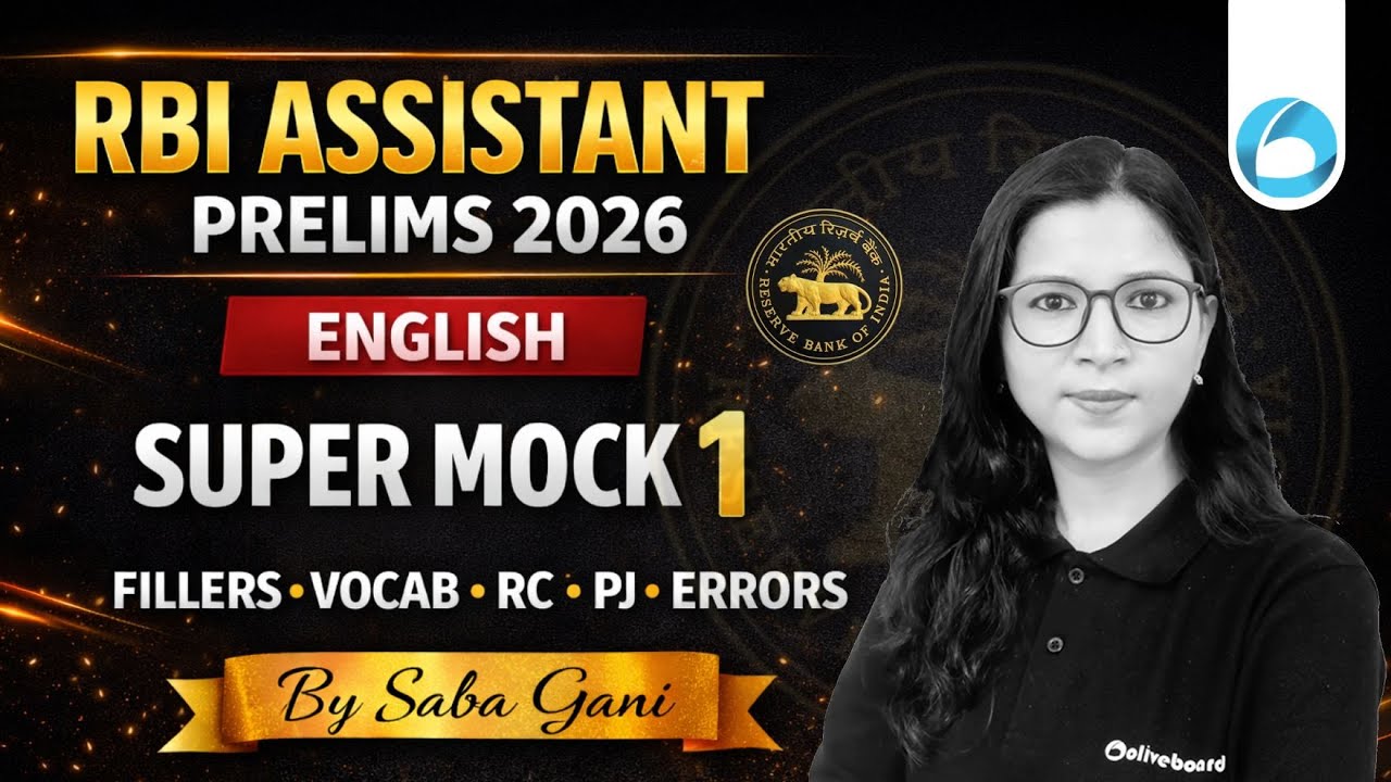 RBI Assistant Prelims English Mock Test 2026 | Fillers Vocab RC PJ Errors | Set - 1 | by Saba Gani