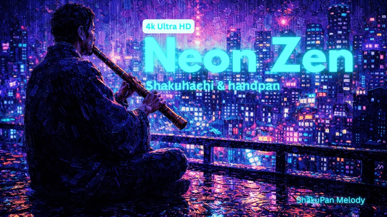 Urban Sanctuary: Cyberpunk Zen Oil Painting | Handpan & Shakuhachi for Deep Focus (432Hz)