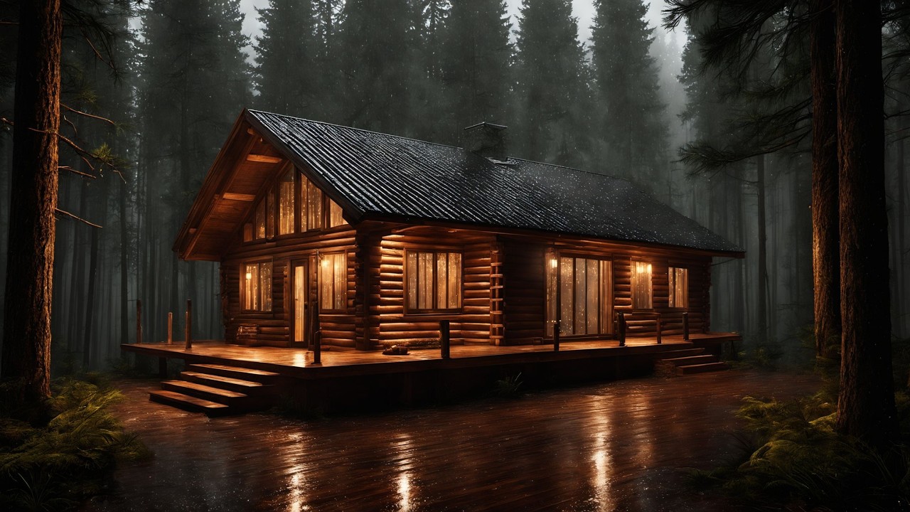 Cozy Cabin Heavy Rain Sounds 🌧️ Rain Ambience for Sleep, Study & Relaxation (3 Hours)