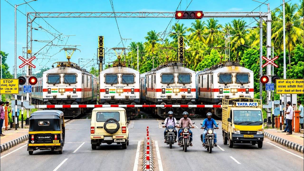 [ 4K ] PERFECT RAILGATE CROSSING TRAINS ACTION AT RAILWAY GATE | Rail Territorial 