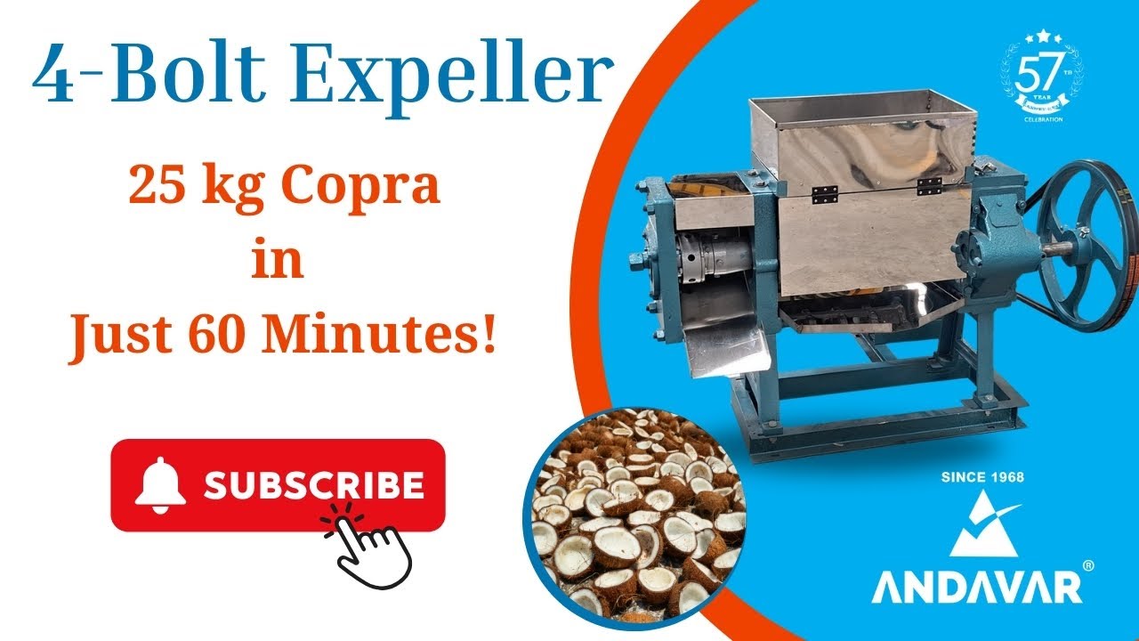 4 Bolt Expeller 25 kg Copra in just 60 Mins|Andavar|+91 89255 02800