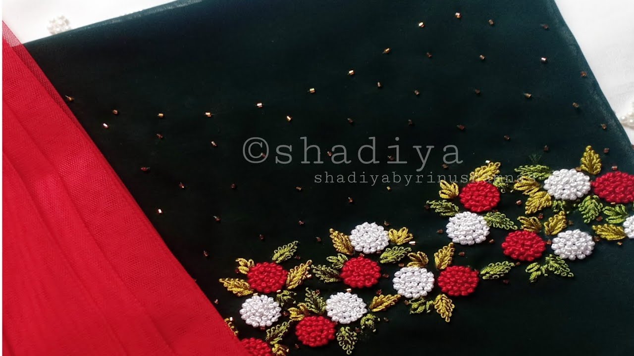 Hand embroidery french knot neck design for kurti and salwar| embroidery  neck design for Christmas