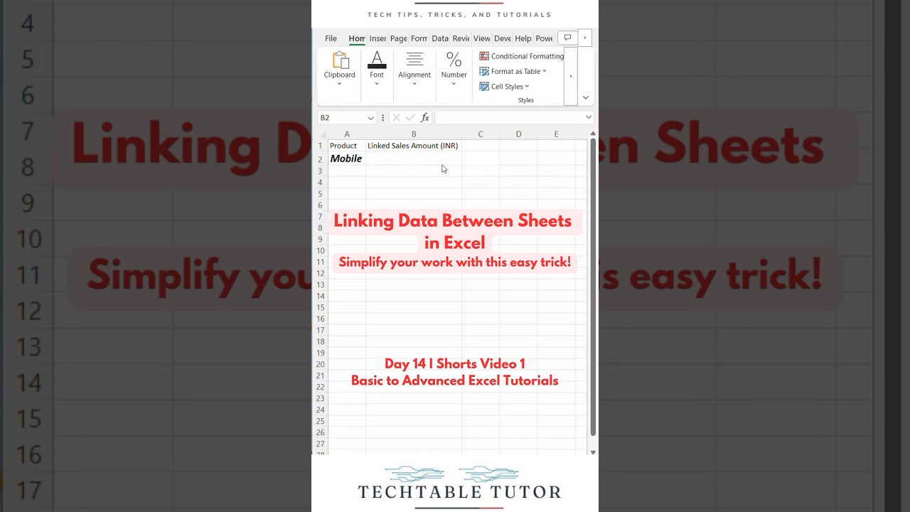 Link Data Between Sheets in Excel: Tutorial Day 14, Video 1 #excel #exceltutorial