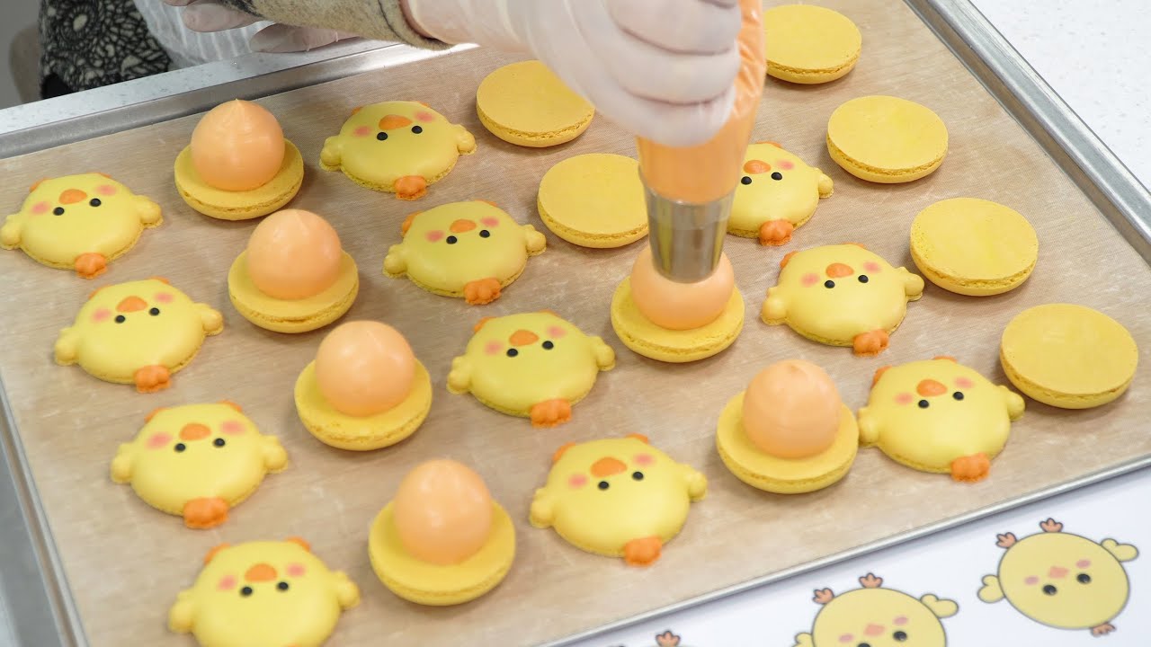 Chick Macarons, Cheese flavor 병아리 마카롱 만들기, 황치즈ㅣSUGAR BEAN