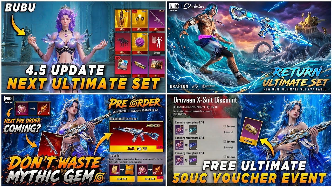 🔴 NEXT ULTIMATE SET 4.5 ✅ TIDAL EMBRACE M416 RETURN 💦 NEXT PRE ORDER EVENT 😍 50UC VOUCHER CONFIRM 😱