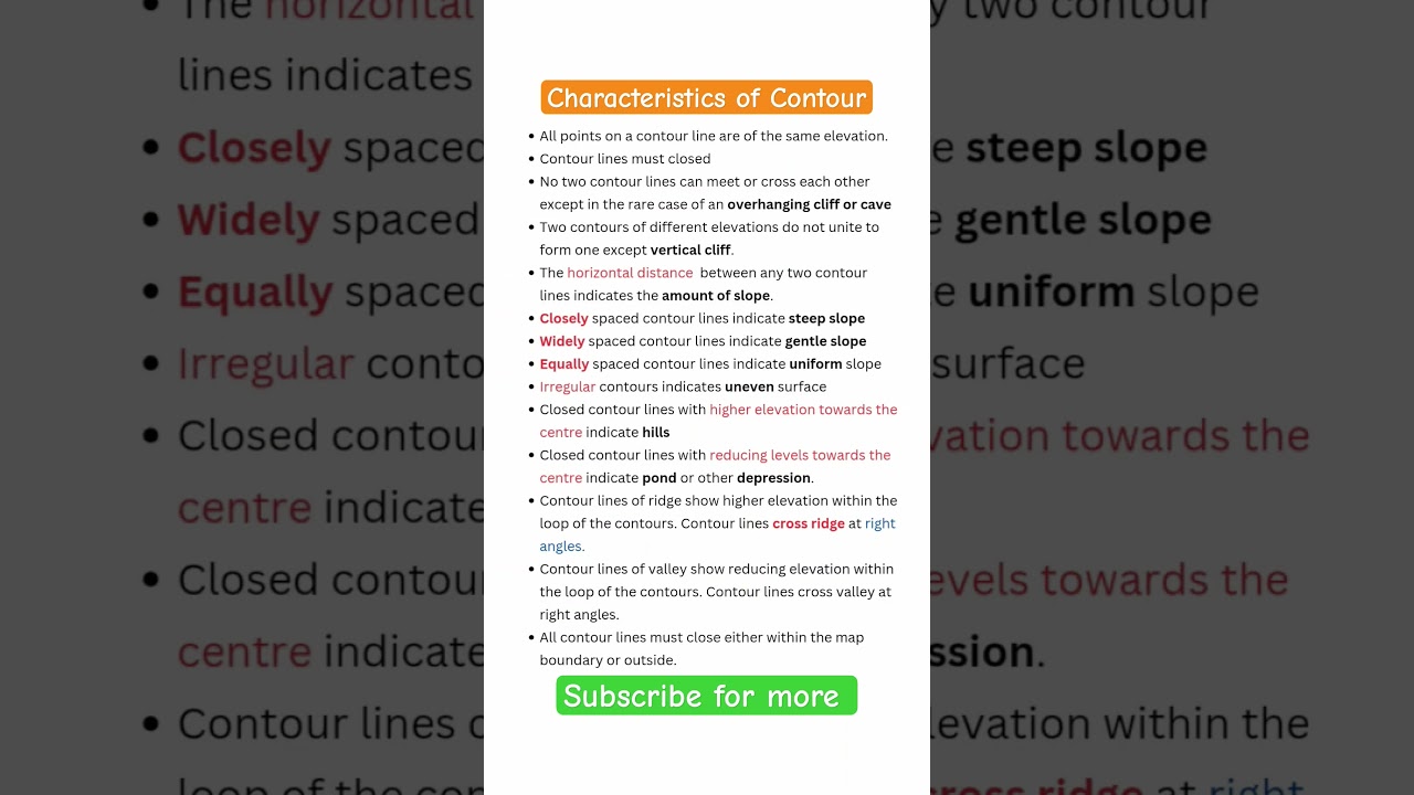 Survey||Characteristics of Contour|| Contour Characteristics #surveying #shorts #civilengineering