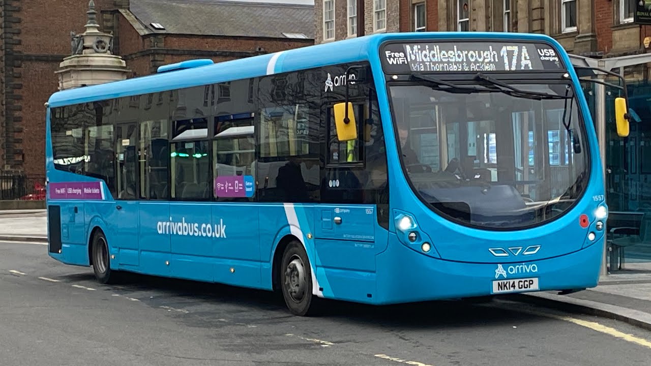Horrible diff|Arriva North East Wright MicroHybrid Streetlite 1557 NK14GGP 17A to Middlesbrough