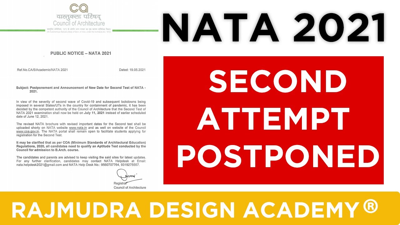 NATA 2021 2ND ATTEMPT POSTPONED