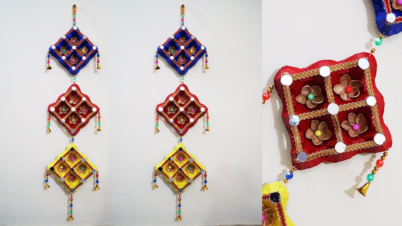 DIY Art and Craft. Wall hanging using waste Egg Tray and Pista shell 2017