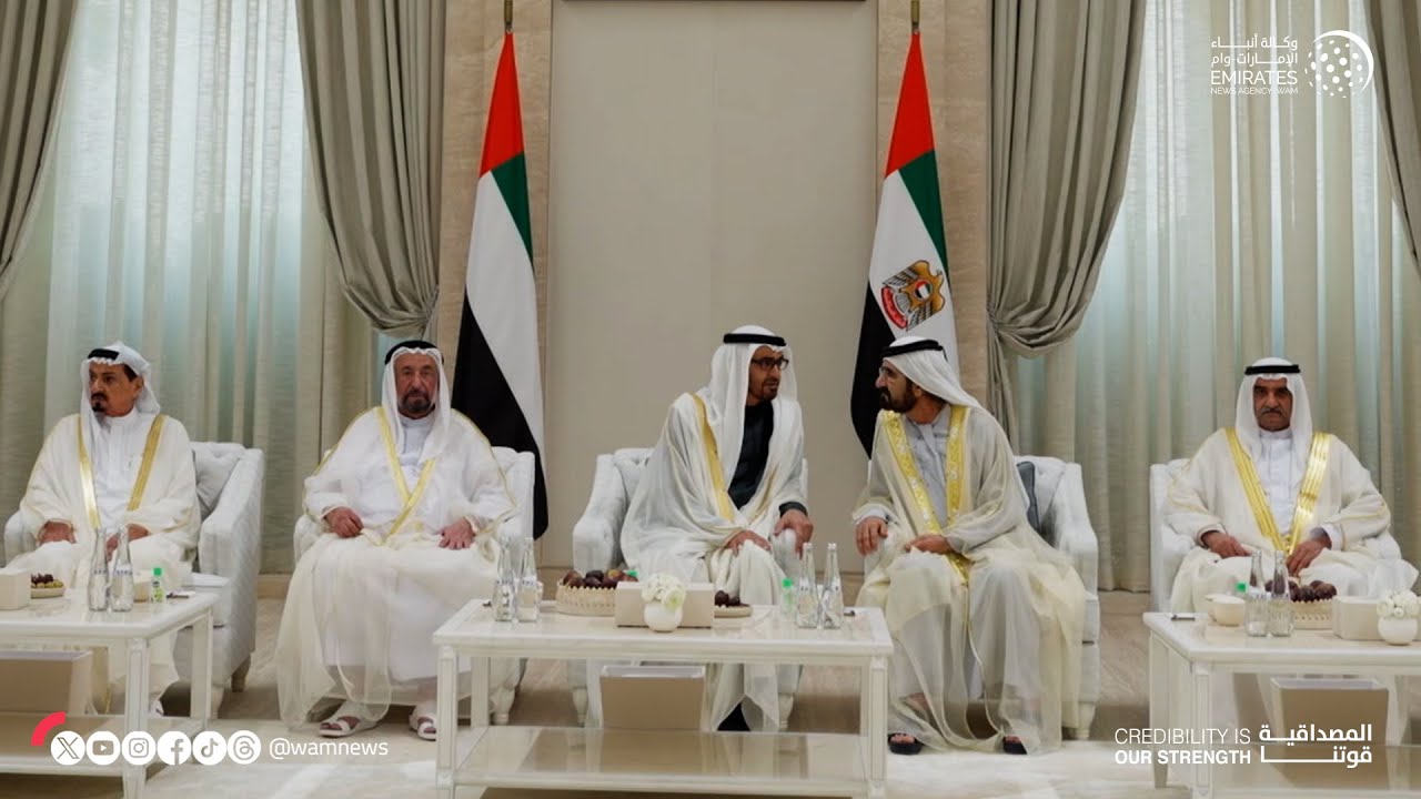 رئيس الدولة يستقبل حكام الإمارات وأولياء العهود ونواب الحكام والمهنئين بعيد الفطر المبارك