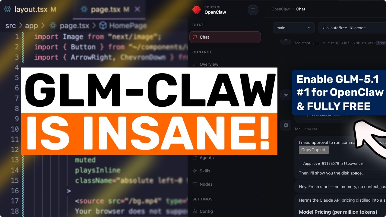 GLM-5.1 + OpenClaw: Это ЛУЧШАЯ и БЕСПЛАТНАЯ настройка для OpenClaw!