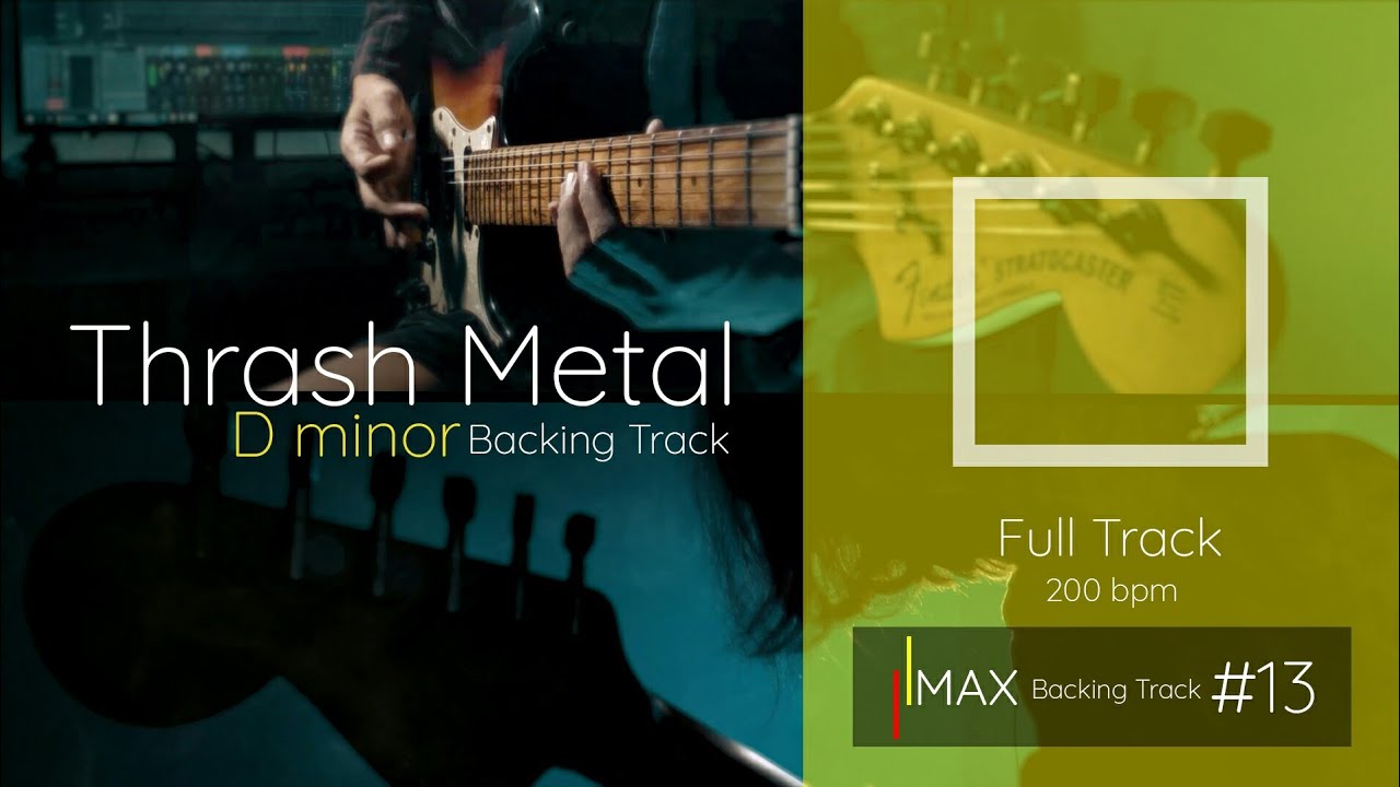 #13 Thrash Metal Guitar Backing Track [ FULL TRACK ] Jam in D minor 200 bpm