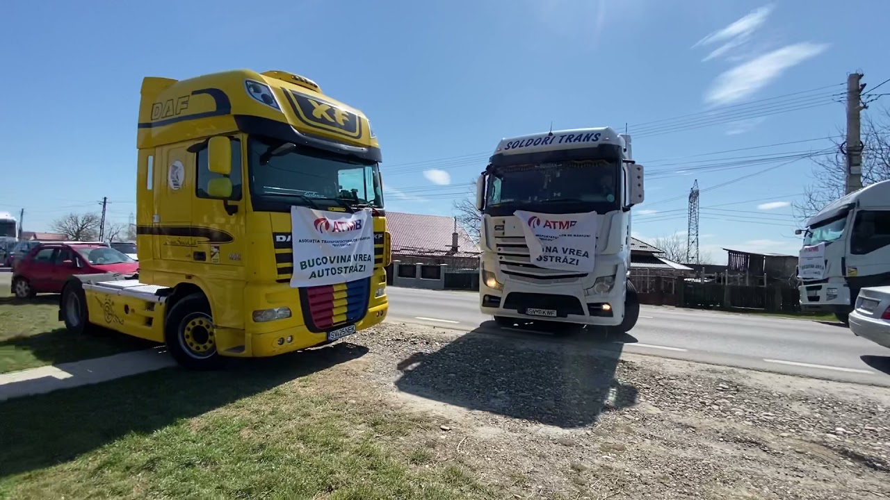 Protest SUCEAVA !!! Zeci de camioane la Protest pentru Autostrăzi...Bucovina Vrea Autostrzi...