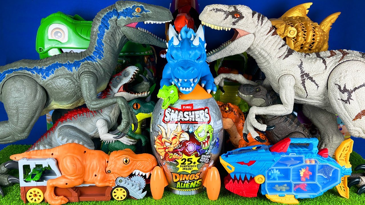 Jurassic World Unboxing Review Asmr Dinosaur T-rex Raptor Raptor Zuru Smashers Dino vs Alien Rocket