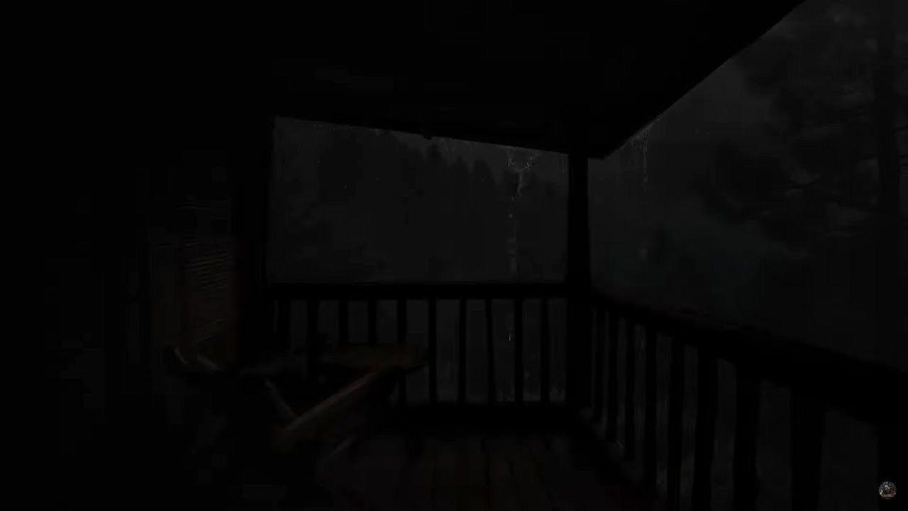 Balconies and mountains are engulfed in a rain - the night rain silently washes away fatigue