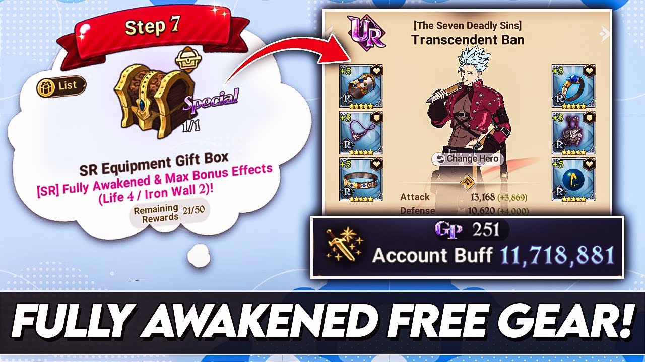 *FREE CC INCREASE* Take Advantage Of These FREE MAXED GEAR! Equipment Gift Box! (7DS Grand Cross)
