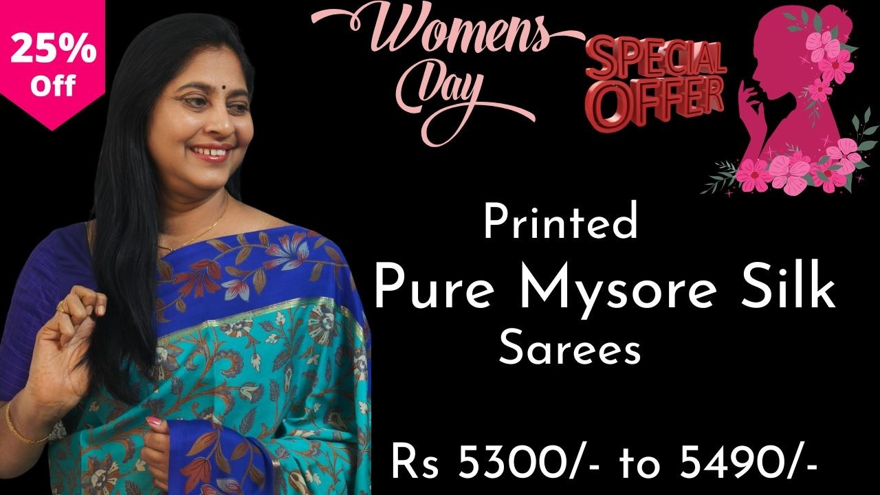Printed Mysore Silks 25%off | Women's Day SALE | #trending #youtube #fashion #video #viral #new