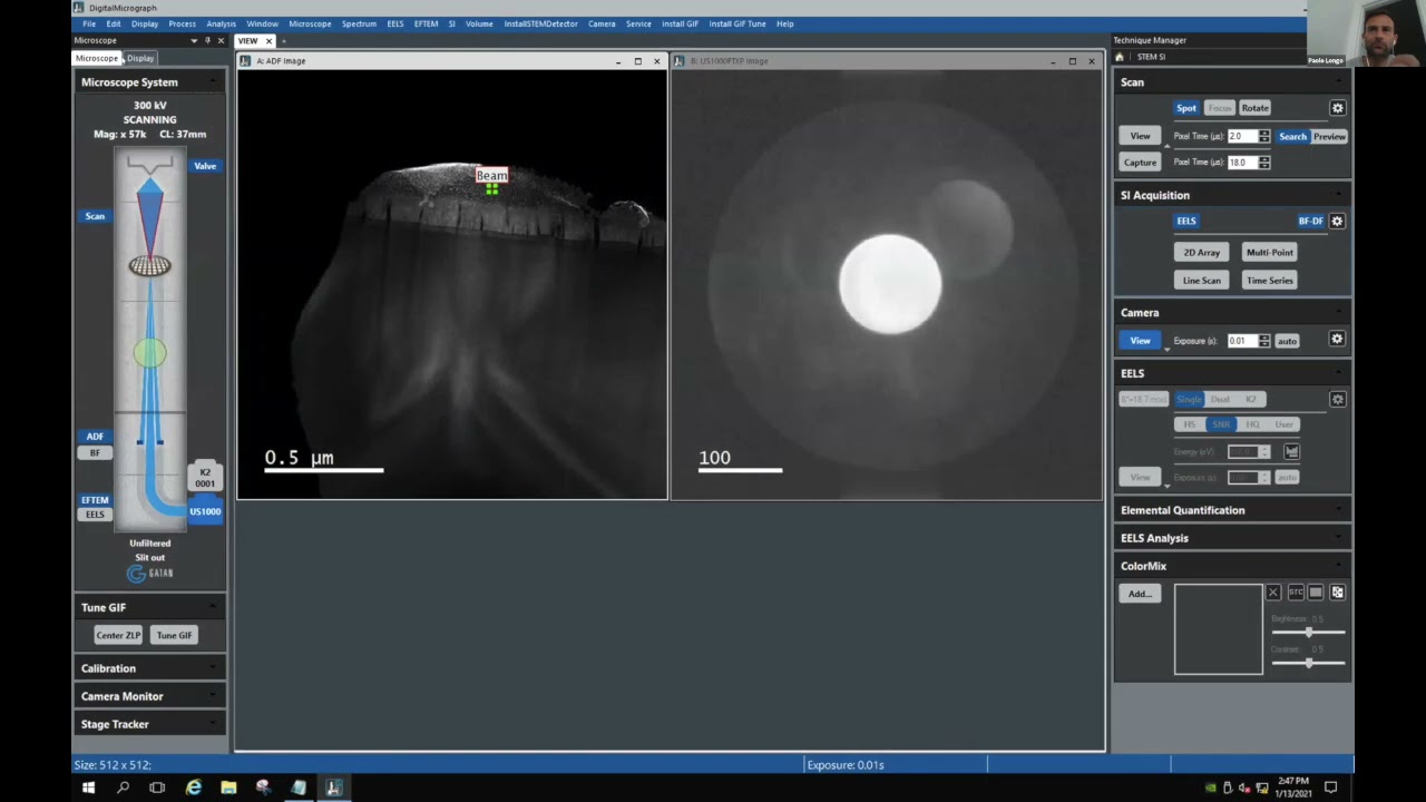 Live EELS Analysis Using CEMAS Samples
