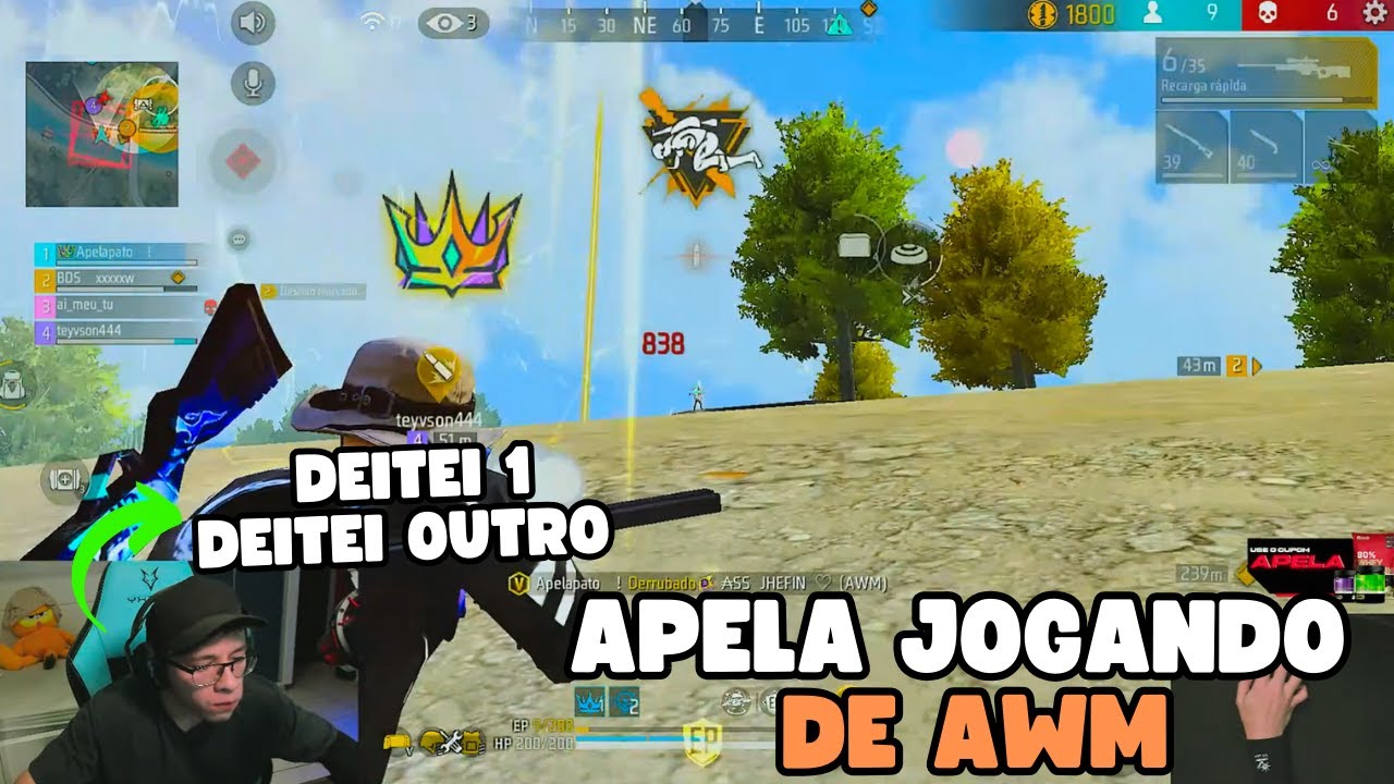 APELA JOGANDO DE AWM COM INSCRITOS E FAZENDO AQUELE BOOYAH!! #freefire #apelapato