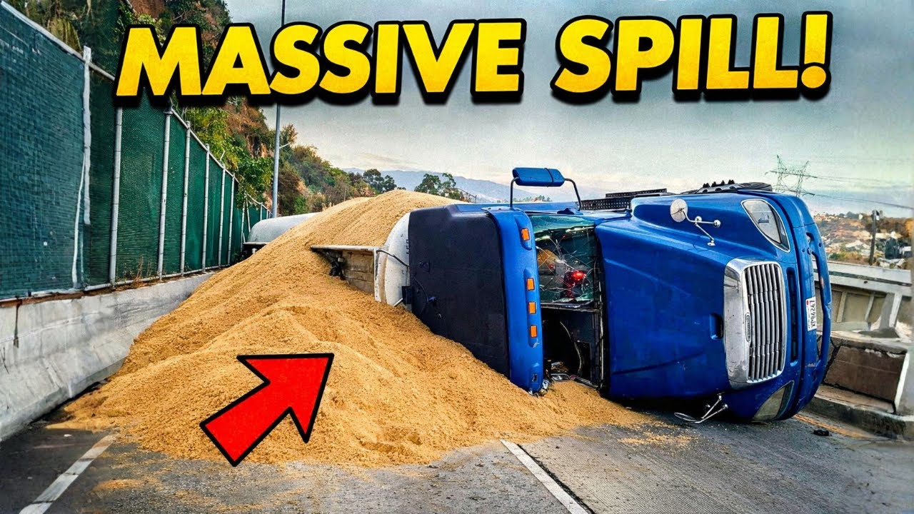 OMG!! Overturned tanker causes massive spill - two rotator recovery