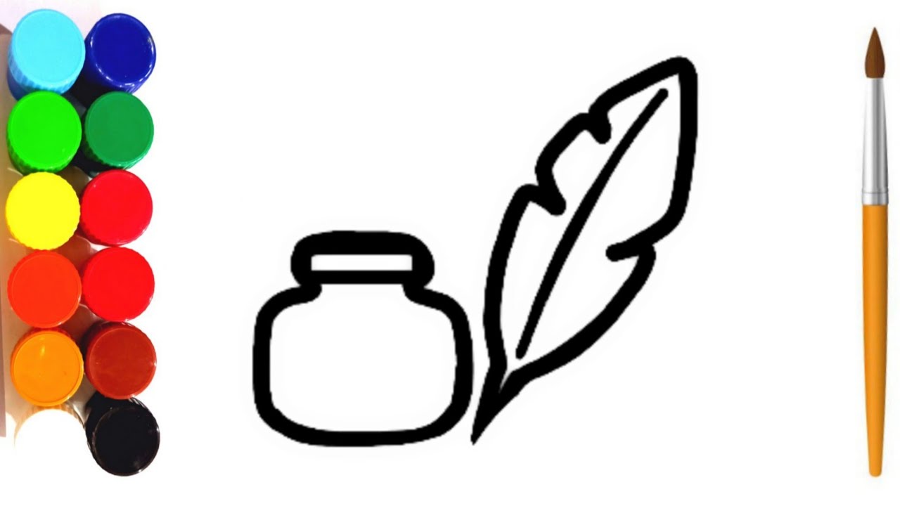 How to Draw Quill and Ink For Kids Step by Step and Coloring | Quill and Ink Drawing #quilling #art