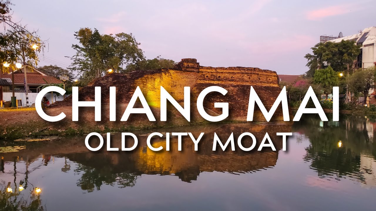 A Walk Around Chiang Mai's Old City Moat and Ancient Walls - 4K