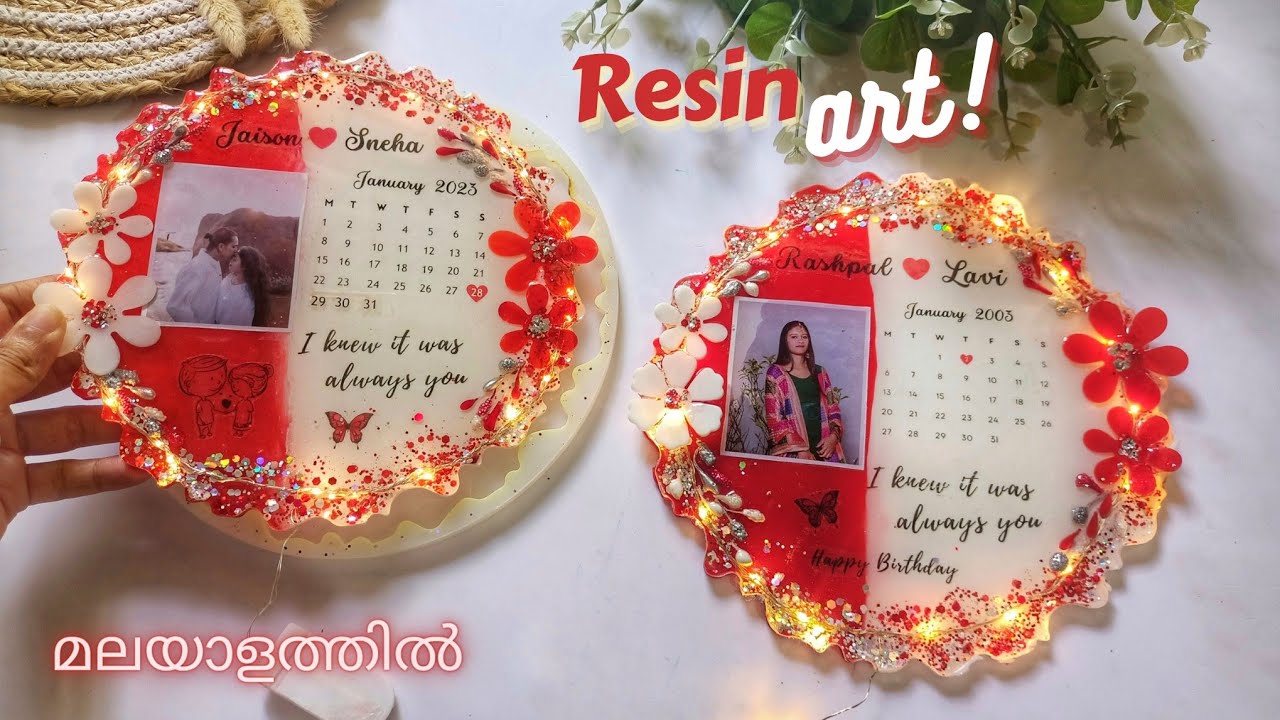 How to make a 8 inch resin frame with lights in Malayalam❤️/which photo print can be used in resin ?