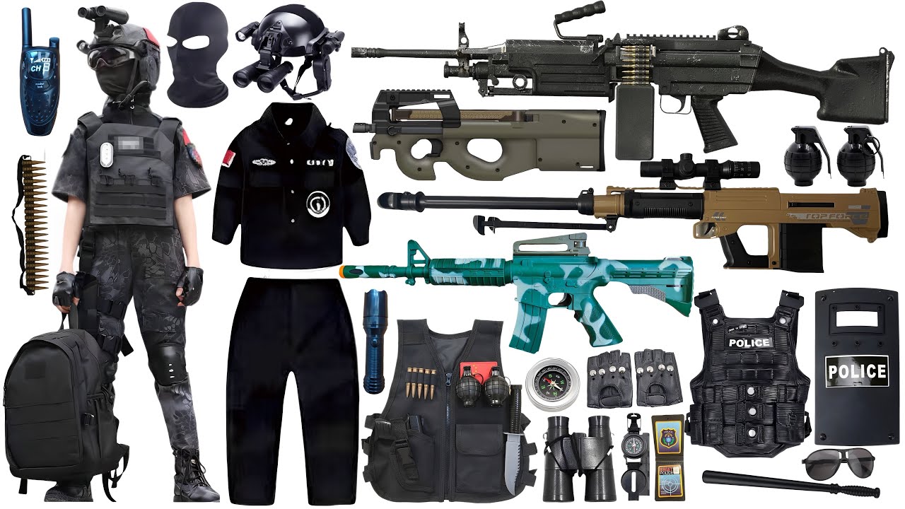 Special Forces Military Toy Gun Set Open Box,M249 Light Machine Gun,M79 Hunting Gun, Sniper Gun,Bomb