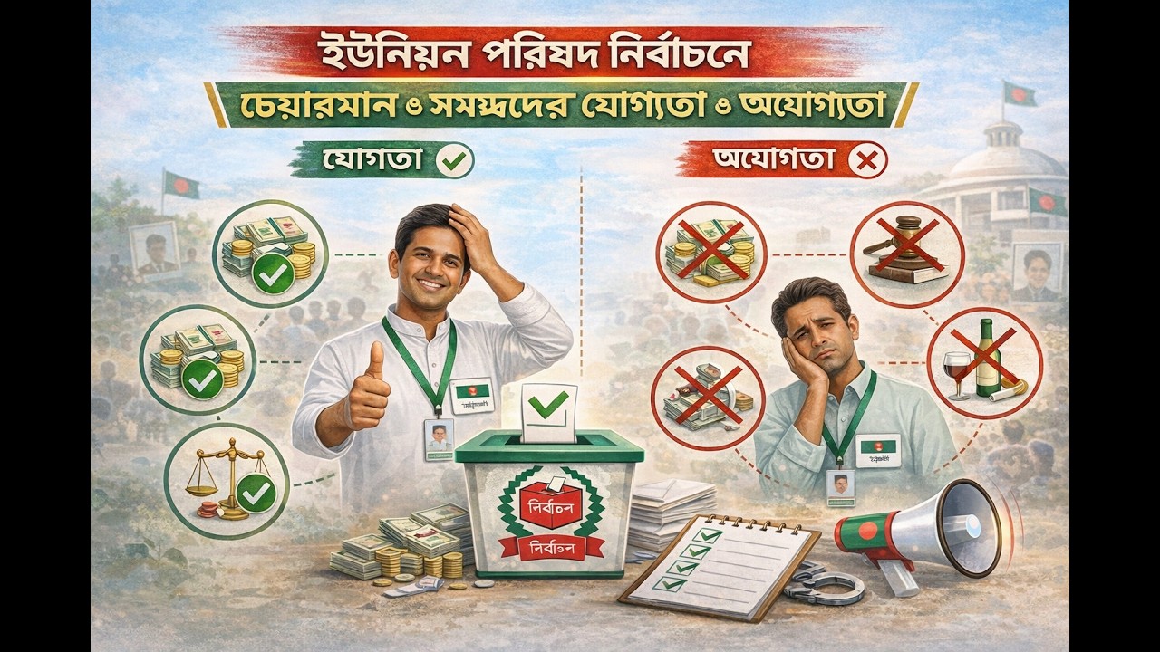 চেয়ারম্যান ও মেম্বার প্রার্থীর যোগ্যতা ও অযোগ্যতা। ইউনিয়ন পরিষদ নির্বাচন। ইউনিয়ন পরিষদ। LOCAL TV।