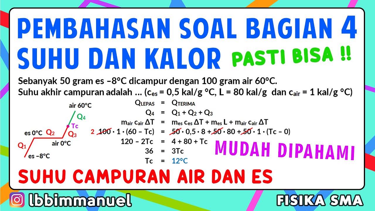 Suhu dan Kalor - PEMBAHASAN SOAL BAGIAN 4 - Suhu Campuran Air dan Es - Cara Menghitung Suhu Campuran