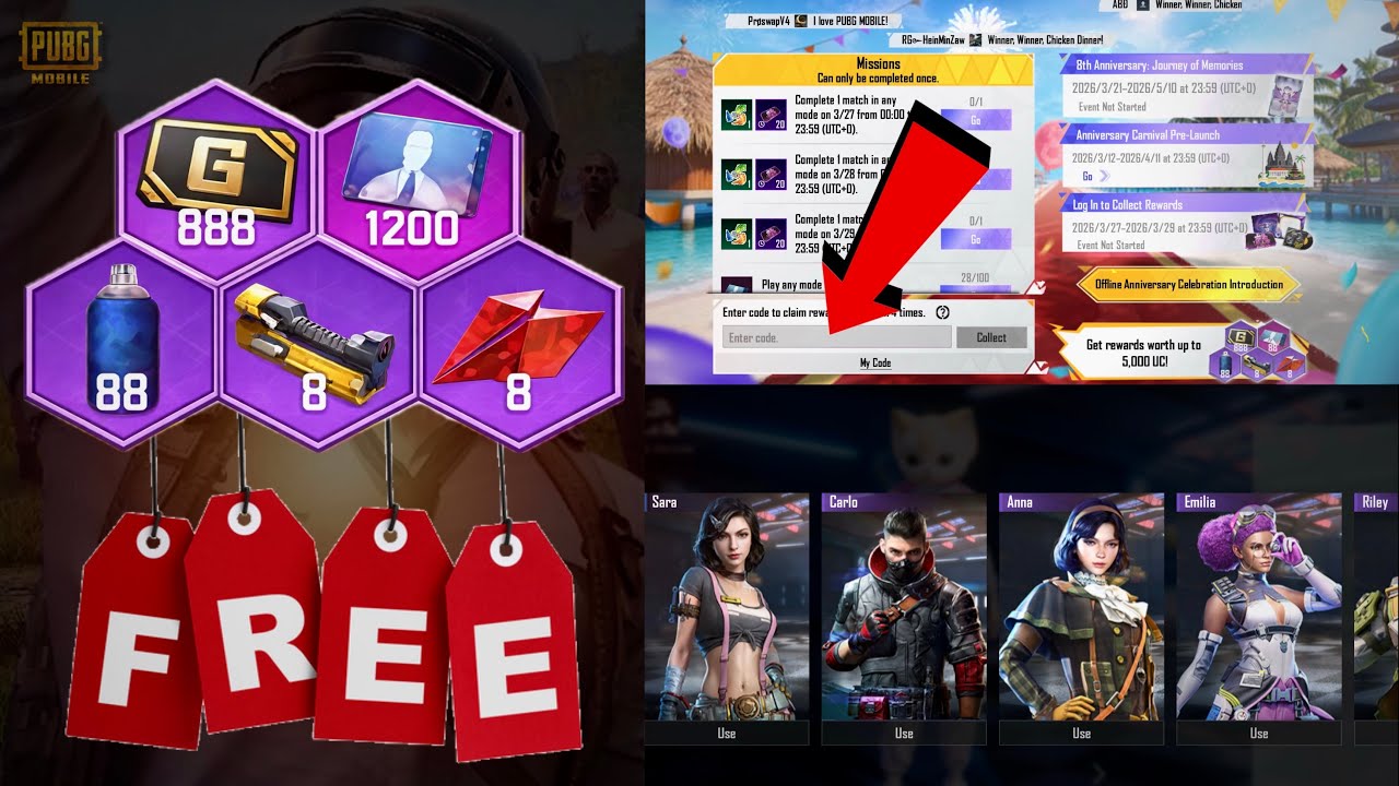 PUBG Mobile Material နဲ့ Character Free အပိုင်ယူကြမယ်..🔥😍