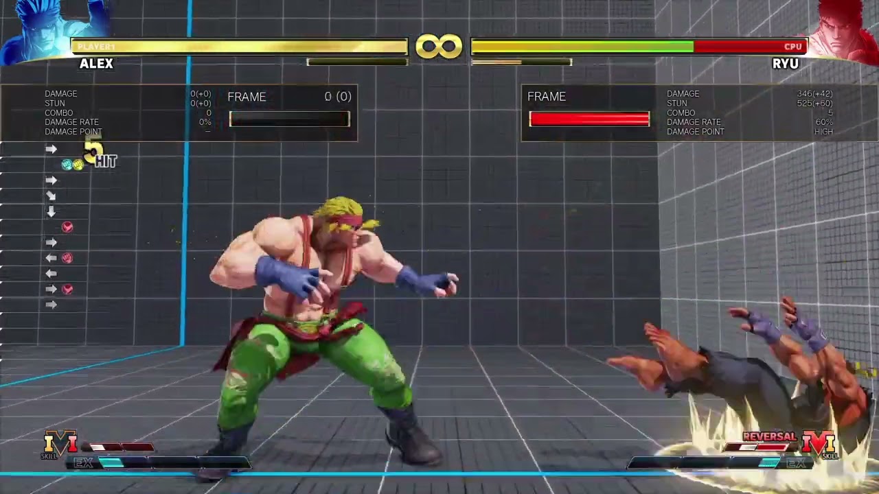 SFV Alex #37 crush counter combo 1EX 346dmg/525stn