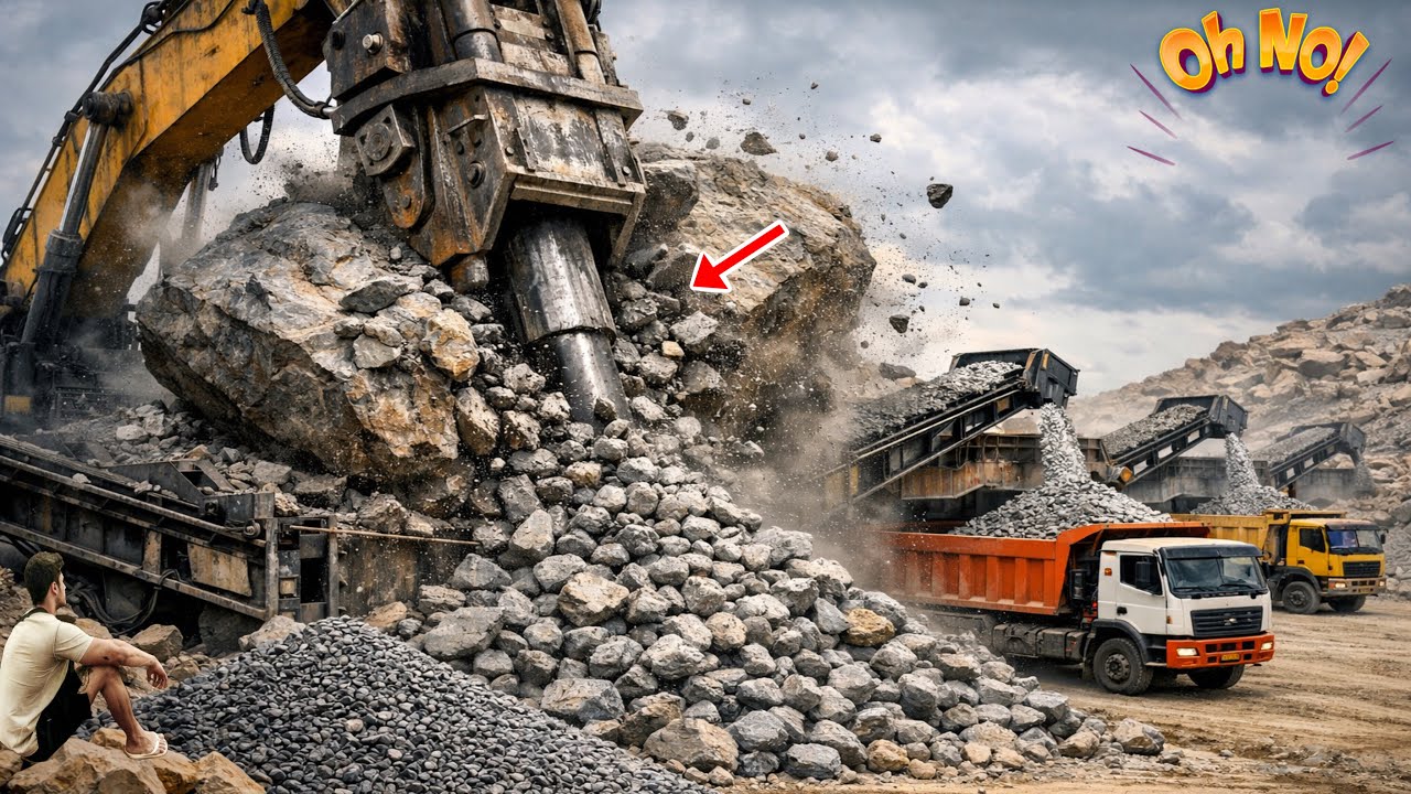 How Big Rocks Are Crushed in Quarries | Satisfying Industrial Rock Breaking Process