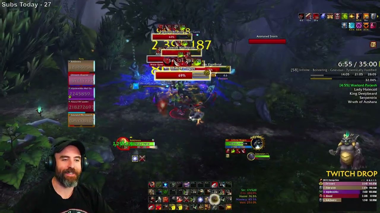 WoW Legion Remix: Eye of Azshara Mythic+58 (5-Tank Run) - Thane Prot Warrior DPS