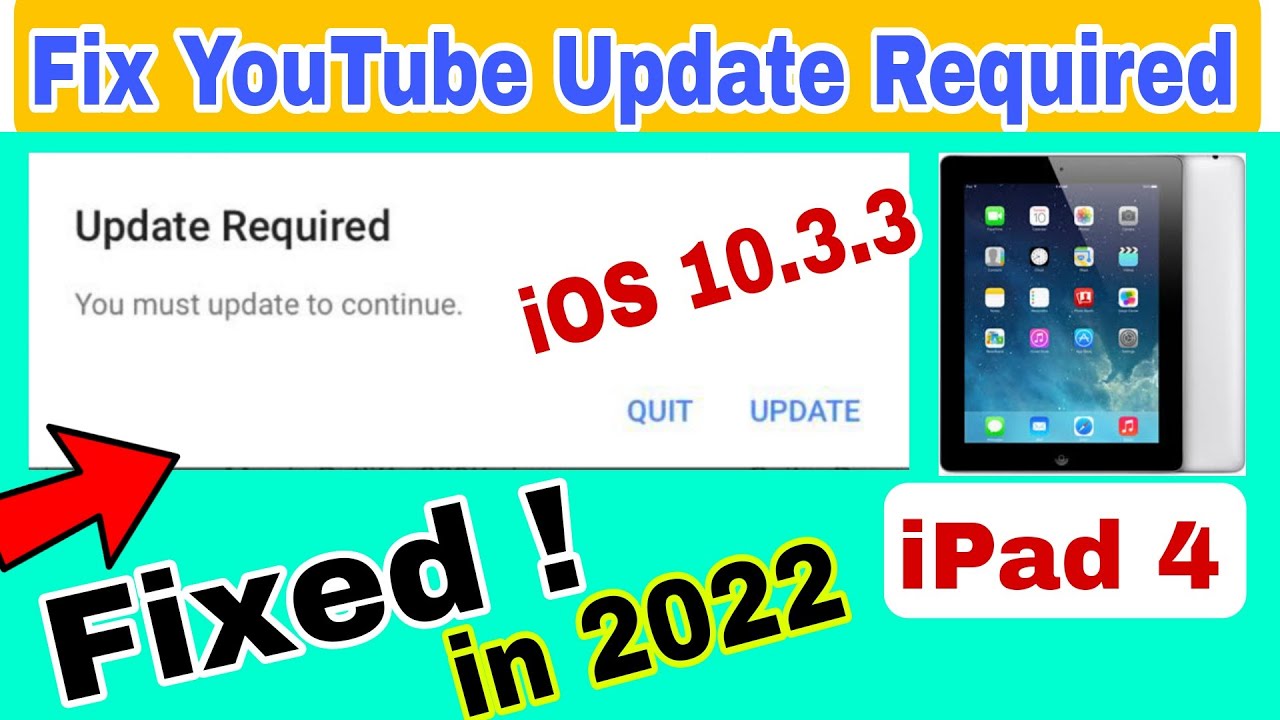 Требуется обновление YouTube. Исправлена ​​проблема с iOS 9 на iPad 4 до версии 10.3.3 / 10.3.4. ...