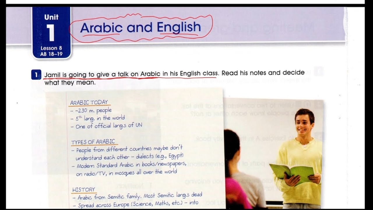 قطعة اللغة العربية و الانجليزية للصف الرابع العلمي .الوحدة الأولى 