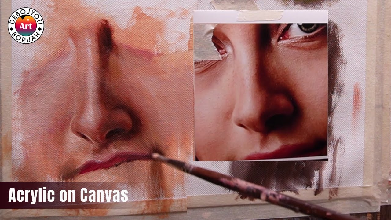 Easy to follow Acrylic Nose Painting Technique from a Reference by Debojyoti Boruah