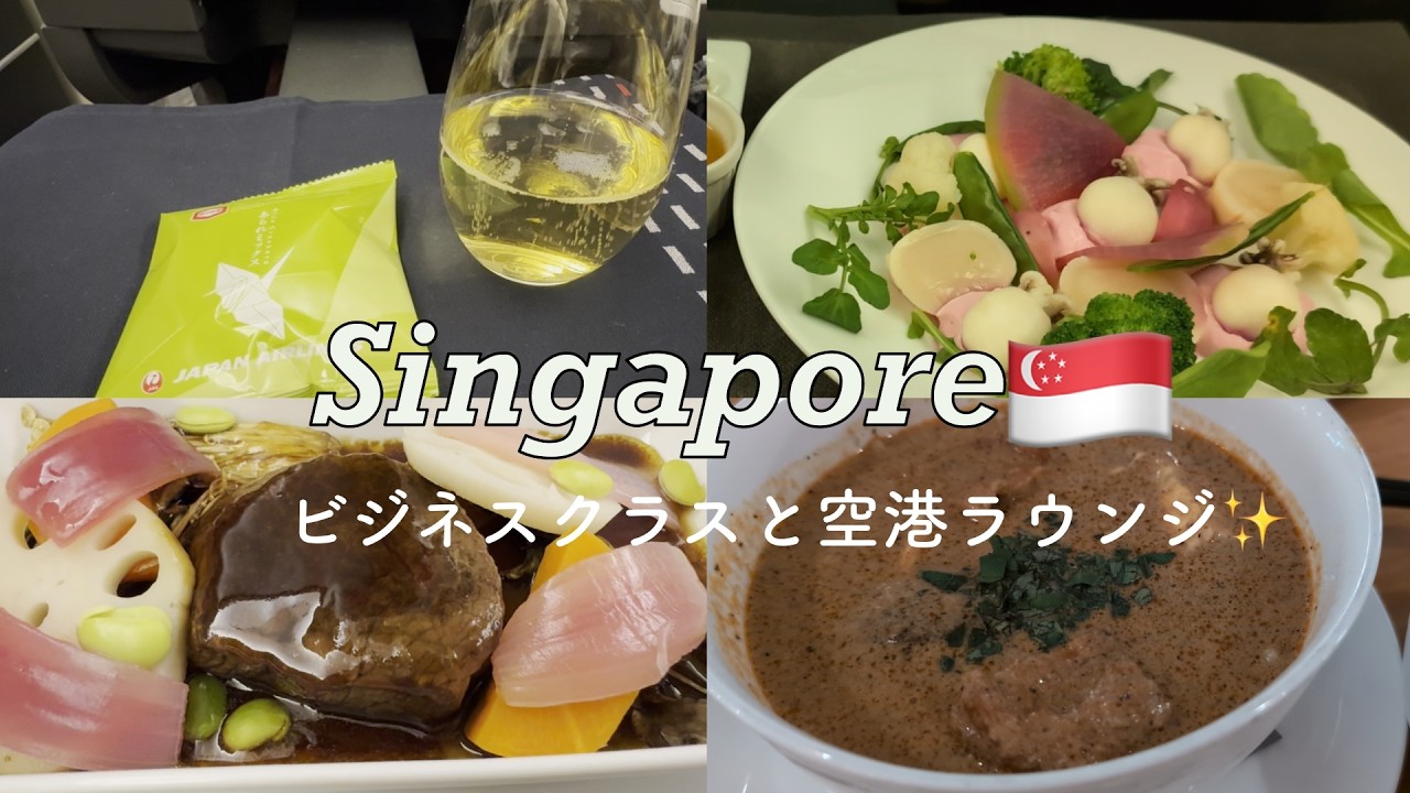 【シンガポールVlog】JALビジネスクラスとラウンジ巡りが最高すぎた✨旅費総額も公開💰Peninsula Excelsior Hotel🏨共働き夫婦3泊5日旅