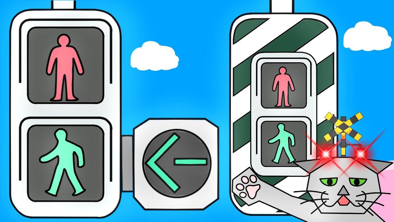 【ふみきり 信号機 アニメ】こんな 歩行者信号 はイヤだ！５What a pedestrian signal !