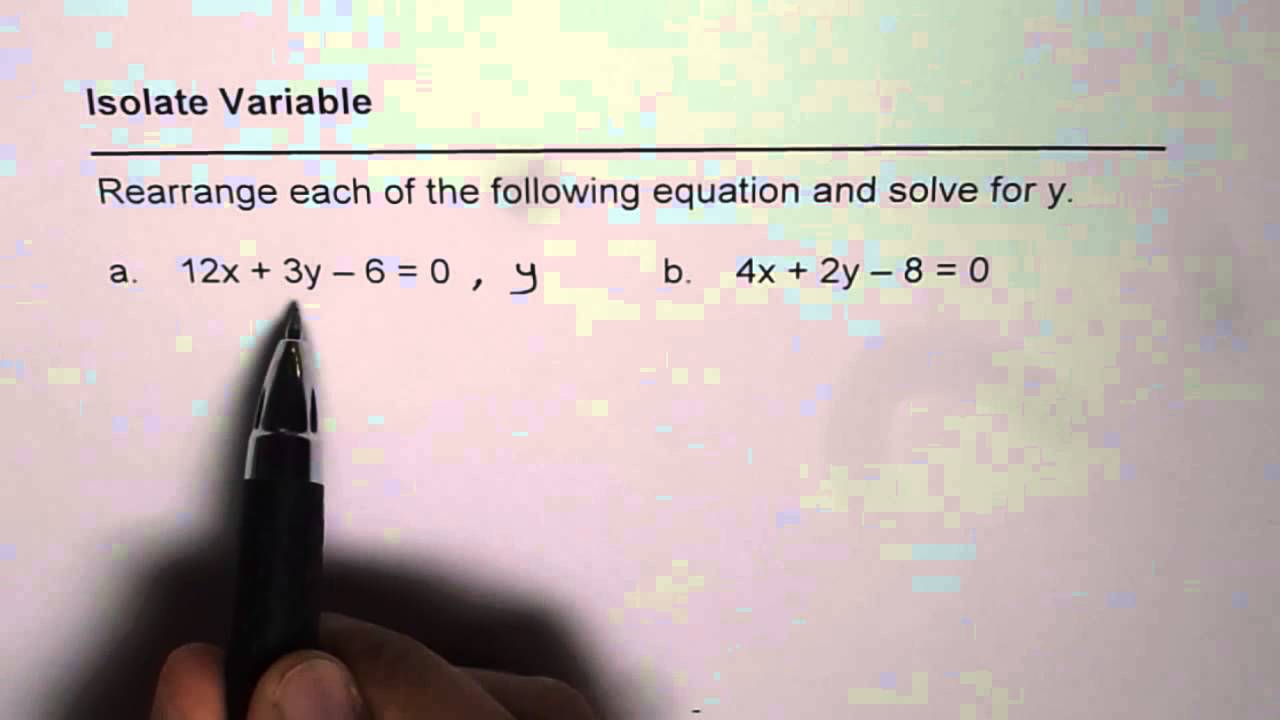 Isolate Variable From Standard Linear Equation