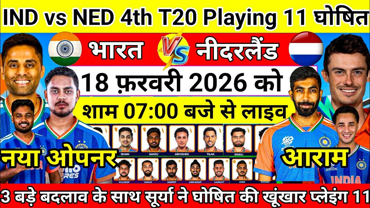 T20 World Cup 2026 : India Confirm Playing 11 Against Nitherland | सूर्या ने घोषित की नई प्लेइंग 11|