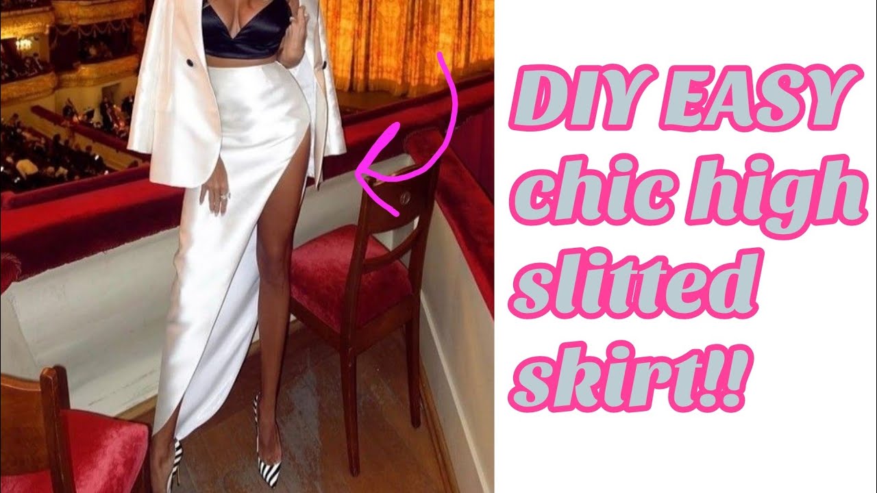 HOW TO CUT AND SEW THIS CHIC HIGH SLIT SKIRT. DETAILED TUTORIAL.