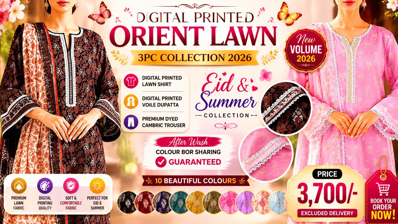 Best Orient Lawn 3PC Collection 2026 | Affordable Eid Lawn Suits Pakistan @InlineInfusion 