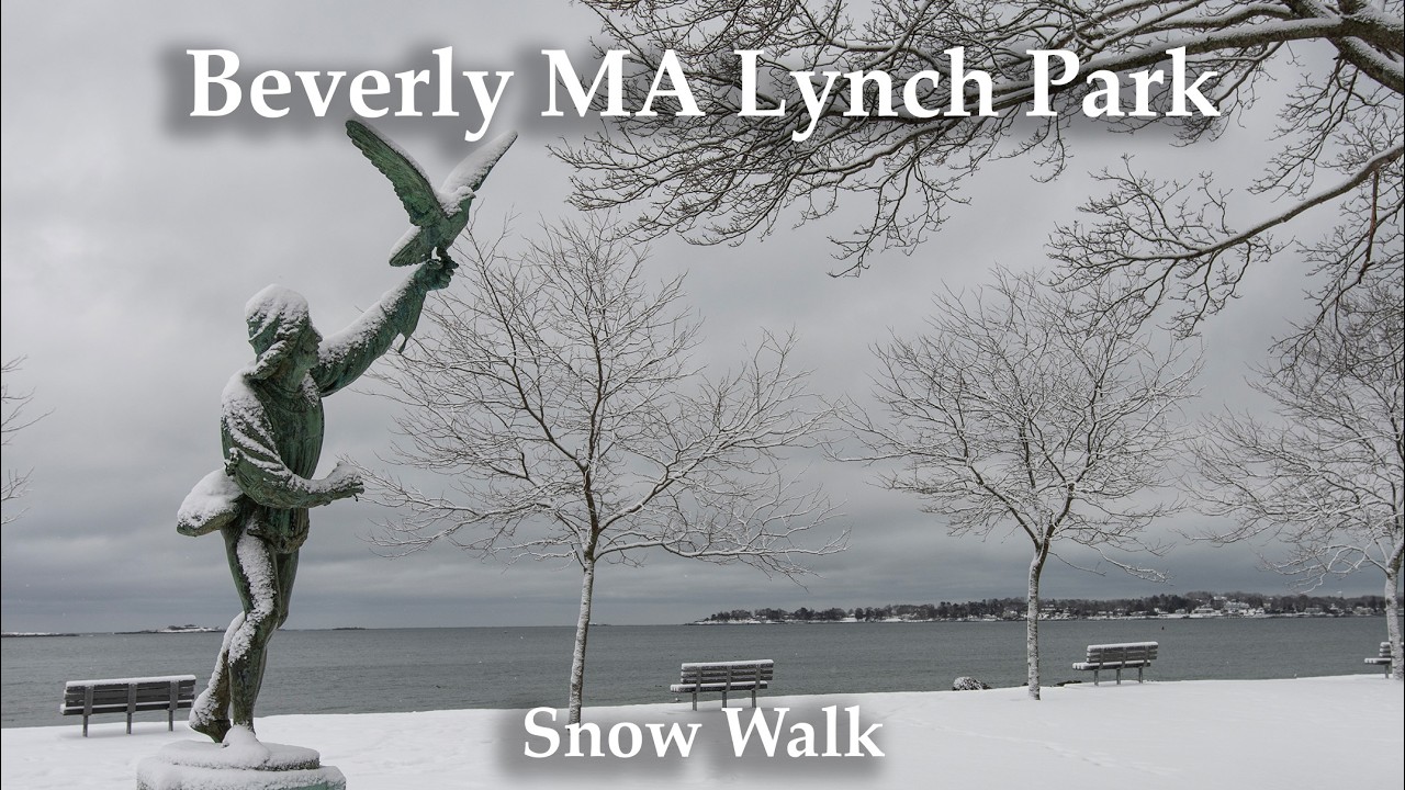 Beverly MA Snow ASMR walk. Walking Lynch Park. North Shore.