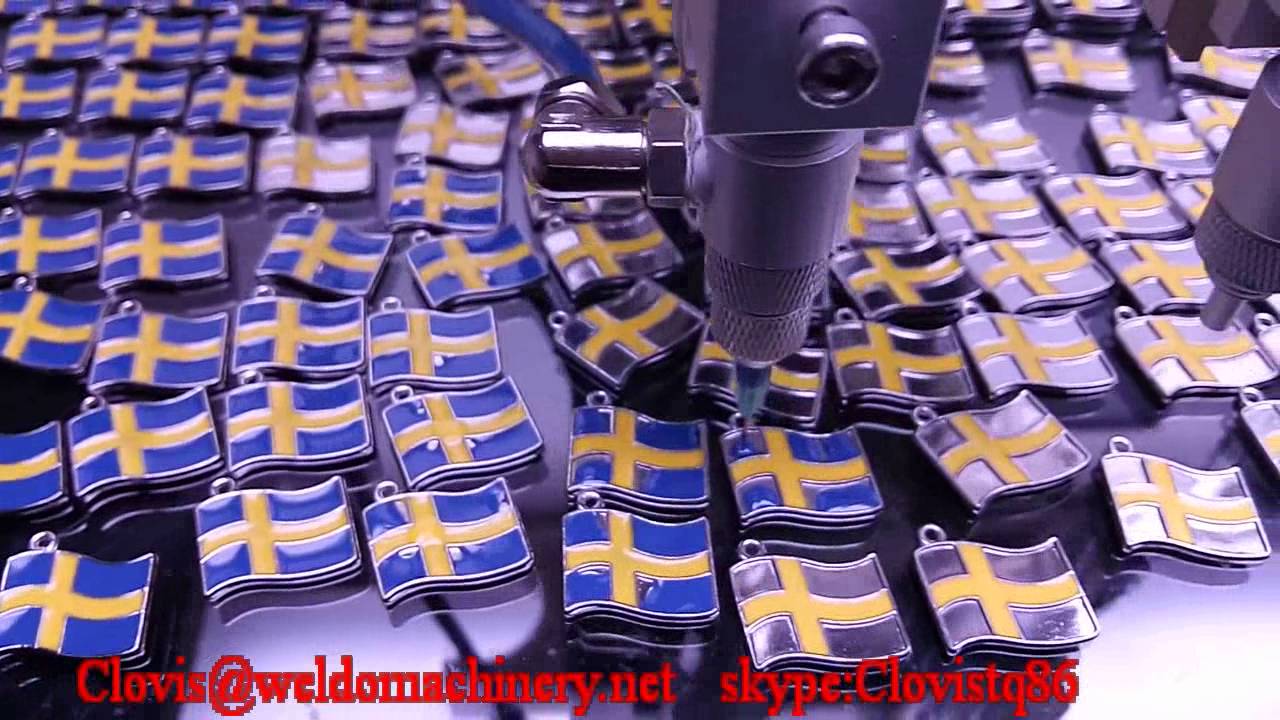 How to paint enamel lapel pins  : intelligent visual soft enamel Automatic Enameling Machine 2021