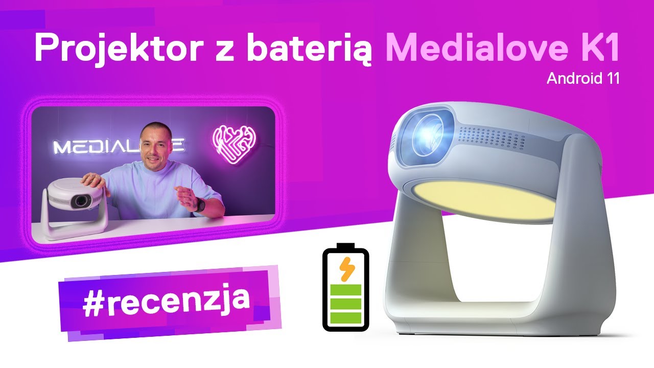 Przenośny projektor z Androidem - Medialove K1! Oglądaj filmy bez kabli aż 120 minut!
